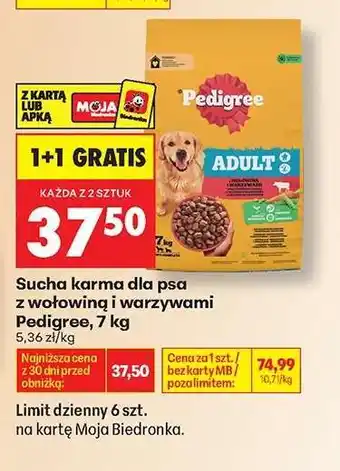 Biedronka Sucha karma dla psa z wołowiną i warzywami Pedigree, 7 kg oferta