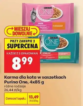 Biedronka Karma dla kota w saszetkach Purina One, 4x85 g oferta