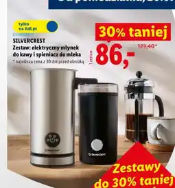 Lidl Zestaw elektryczny młynek do kawy + spieniacz do mleka Silvercrest oferta