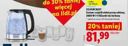 Lidl Zestaw czajnik elektryczny szklany + 4 filiżanki do herbaty Silvercrest oferta