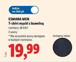 Lidl T-shirt męski z bawełną Esmara Men oferta