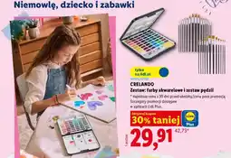 Lidl Zestaw farby akwarelowe + zestaw pędzli Crelando oferta