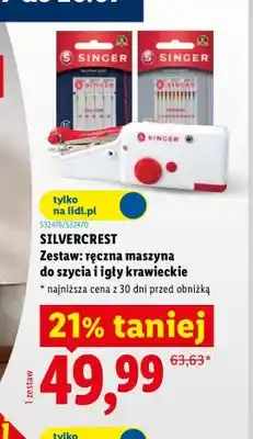 Lidl Zestaw ręczna maszyna do szycia + igły krawieckie Silvercrest oferta