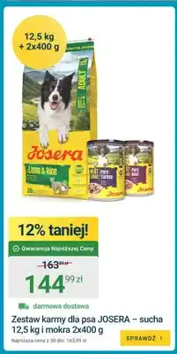 ERLI Zestaw karmy dla psa JOSERA sucha 12,5 kg + mokra 2-pak 400 g oferta