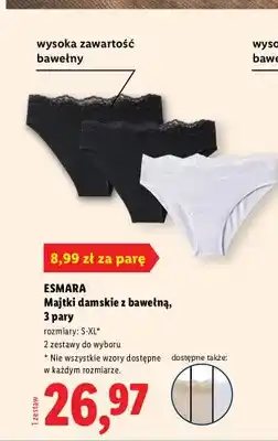 Lidl Majtki damskie z bawełną Esmara 3-pak oferta