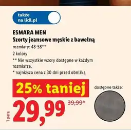 Lidl Szorty jeansowe męskie z bawełną Esmara Men oferta