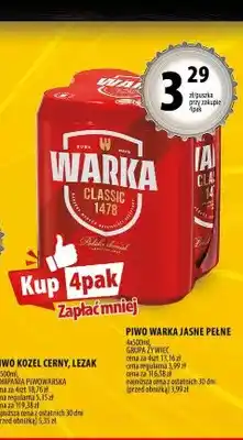 Arhelan Piwo Warka Jasne Pełne 4-pak oferta