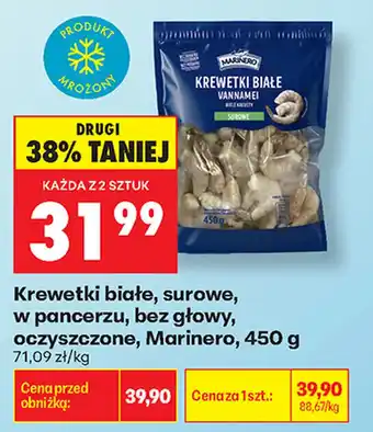 Biedronka Krewetki białe, surowe, w pancerzu, bez głowy, oczyszczone, Marinero oferta