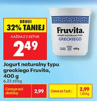 Biedronka Jogurt naturalny typu greckiego Fruvita oferta