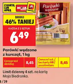 Biedronka Parówki wędzone z kurcząt oferta