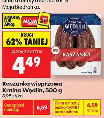 Biedronka Kaszanka wieprzowa Kraina Wędlin oferta
