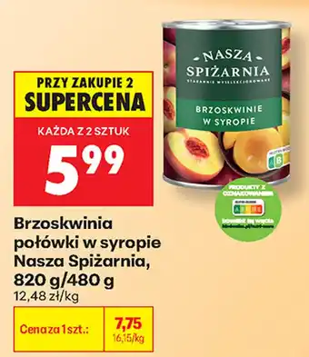 Biedronka Brzoskwinia połówki w syropie Nasza Spiżarnia oferta