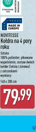 ALDI Novitesse Kołdra na 4 pory roku 140x200 cm oferta