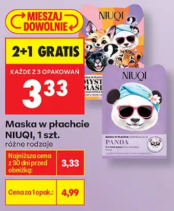 Biedronka Maska w płachcie NIUQI oferta
