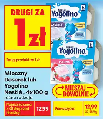 Biedronka Mleczny Deserek lub Yogolino Nestlé oferta