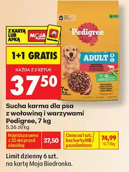 Biedronka Sucha karma dla psa z wołowiną i warzywami Pedigree oferta