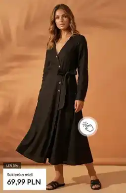Sinsay Sukienka damska midi z lnem oferta