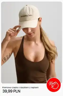 Czapka z daszkiem kremowa z napisem Cropp