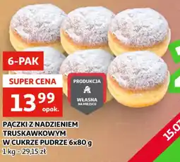 Auchan Pączki z nadzieniem truskawkowym w cukrze pudrze oferta