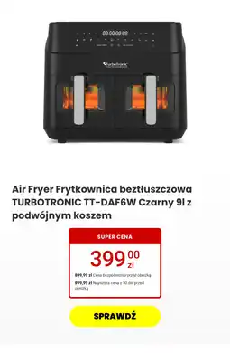 Media Expert Air Fryer Frytkownica bezłuszczowa TURBOTRONIC TT-DAF6W Czarny 9l z podwójnym koszem oferta