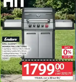 Selgros Enders Grill Gazowy Monroe Pro 3 Sik Turbo oferta