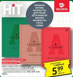 Selgros Zeszyt Tematyczny A5/60 Kartek Academy oferta