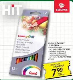 Selgros Kredki ołówkowe 12 kolorów Pentel Arts oferta