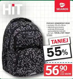 Selgros Plecak 3-komorowy Head oferta
