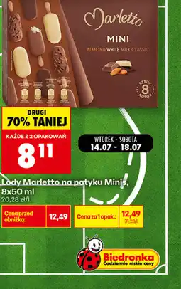 Biedronka Lody Marletto na patyku Minis oferta