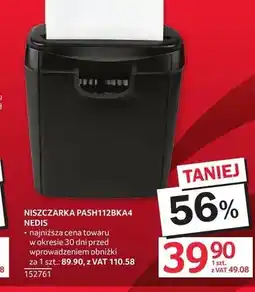 Selgros Niszczarka Nedis PASH112BKA4 oferta