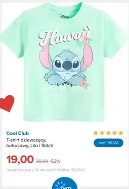 Smyk T-shirt dziewczęcy Cool Club turkusowy Lilo i Stitch oferta