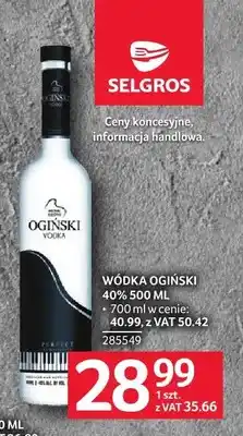 Selgros Wódka Ogiński 40% oferta