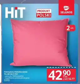 Selgros Poduszka z pierzem gęsim 2-pak 70x80 cm oferta