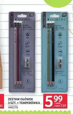 Selgros Zestaw ołówek 3 szt. + temperówka Academy Interdruk oferta