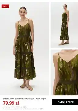 Greenpoint Sukienka maxi Greenpoint zielona na ramiączka wzór tropic oferta