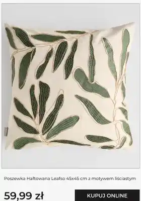Poszewka haftowana home&you Leafso 45x45 cm z motywem liściastym