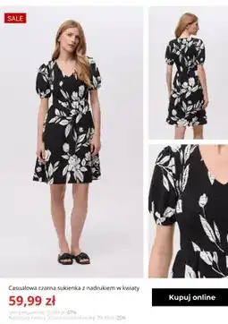 Greenpoint Sukienka casualowa czarna Greenpoint z nadrukiem w kwiaty oferta