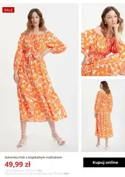 Greenpoint Sukienka midi z tropikalnym nadrukiem Greenpoint oferta