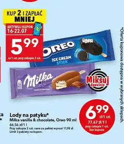 Lewiatan Lody na patyku Milka vanilla & chocolate oferta