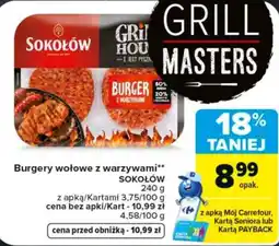 Carrefour Burgery wołowe z warzywami SOKOŁÓW oferta