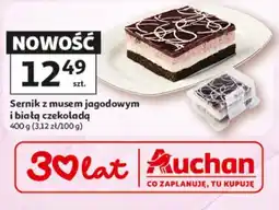 Auchan Sernik z musem jagodowym i białą czekoladą oferta