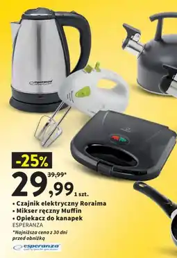 Intermarche Czajnik elektryczny Roraima Mikser ręczny Muffin Opiekacz do kanapek Esperanza oferta