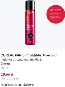 Rossmann L'ORÉAL PARIS Infaillible 3-Second mgiełka utrwalająca makijaż, Cherry oferta