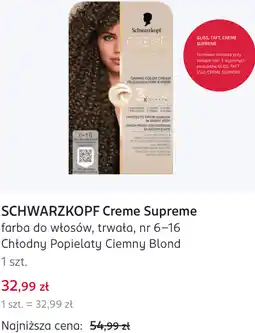 Rossmann SCHWARZKOPF Creme Supreme farba do włosów, trwała, nr 6-16 Chłodny Popielaty Ciemny Blond oferta