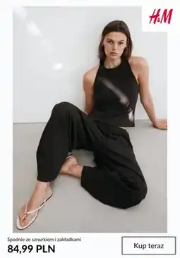 H&M Spodnie ze sznurkiem i zakładkami H&M oferta