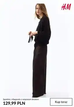 H&M Spodnie z diagonalu z wiązanym detalem H&M oferta