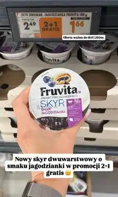 Biedronka Skyr dwuwarstwowy Fruvita o smaku jagodzianki oferta