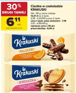 Carrefour Ciastka Krakuski Serduszka herbatniki z dodatkiem masła w czekoladzie mlecznej oferta