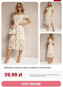 Renee Sukienka w kwiecisty wzór z bufkami w ramionach Renee oferta