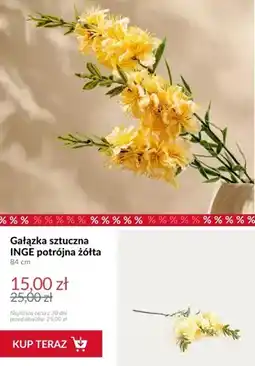 Homla Gałązka sztuczna INGE potrójna żółta 84 cm oferta